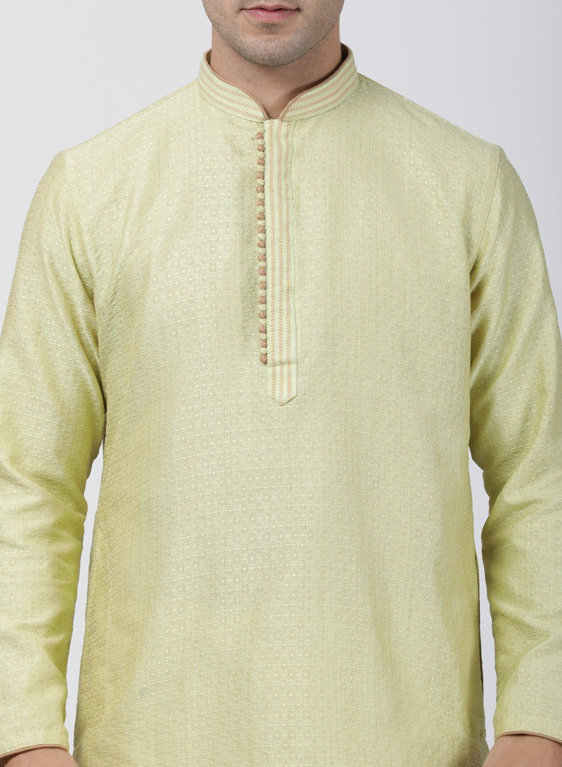 Men's Light Green Cotton Silk Blend Kurta and Pyjama Set