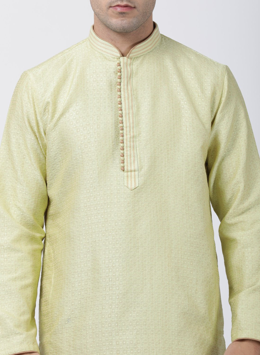 Men's Light Green Cotton Silk Blend Kurta and Pyjama Set