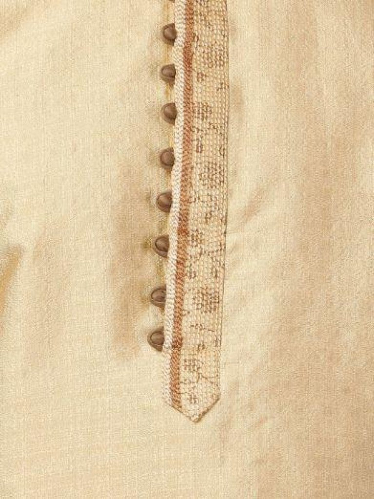 Men's Beige Cotton Silk Blend Kurta and Pyjama Set