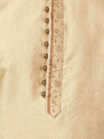 Men's Beige Cotton Silk Blend Kurta and Pyjama Set