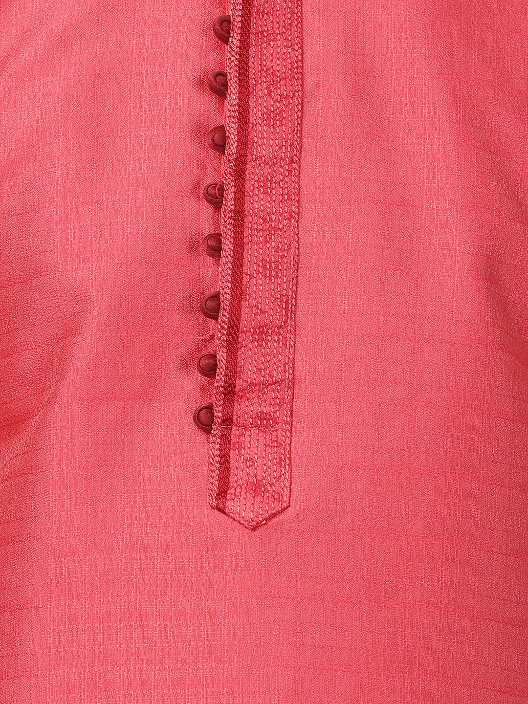 Men's Pink Cotton Silk Blend Kurta and Pyjama Set