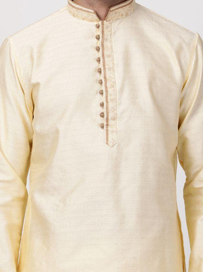 Men's White Cotton Silk Blend Kurta