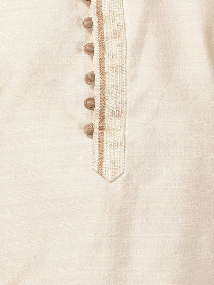 Men's White Cotton Silk Blend Kurta and Pyjama Set