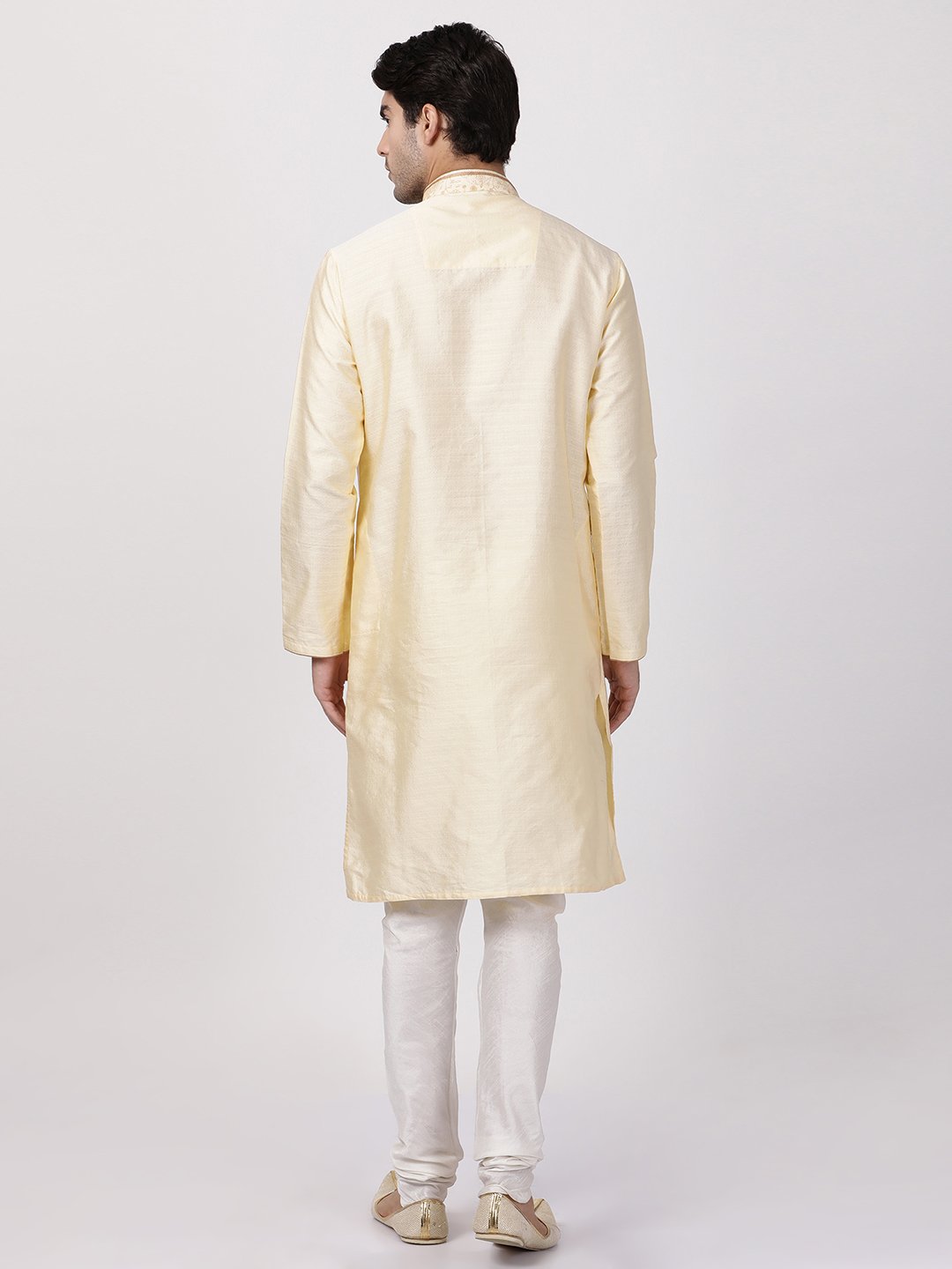 Men's White Cotton Silk Blend Kurta and Pyjama Set