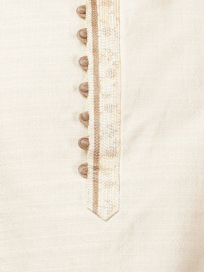 Men's White Cotton Silk Blend Kurta and Pyjama Set