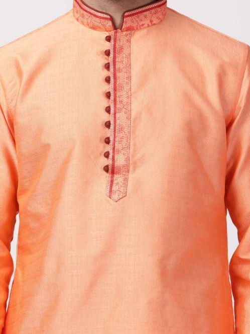 Men's Dark Blue Cotton Silk Blend Kurta