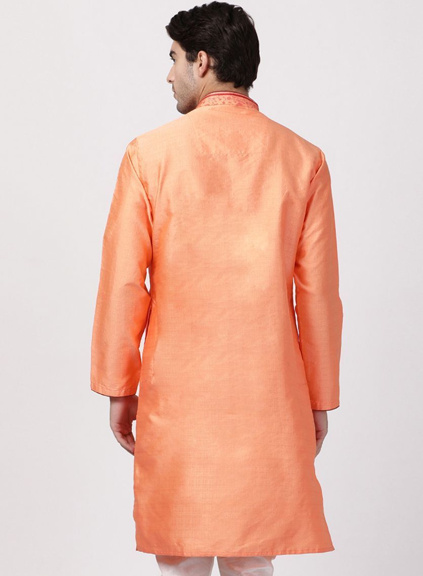 Men's Dark Blue Cotton Silk Blend Kurta