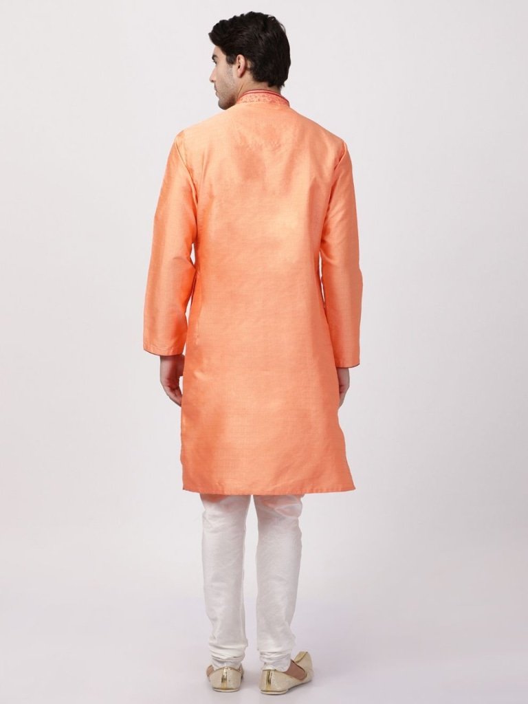 Men's Light Fawn Color Cotton Silk Blend Kurta and Pyjama Set
