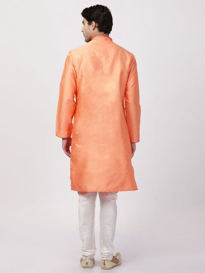 Men's Light Fawn Color Cotton Silk Blend Kurta and Pyjama Set