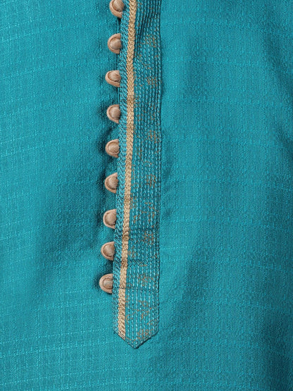 Men's Green Cotton Silk Blend Kurta and Pyjama Set