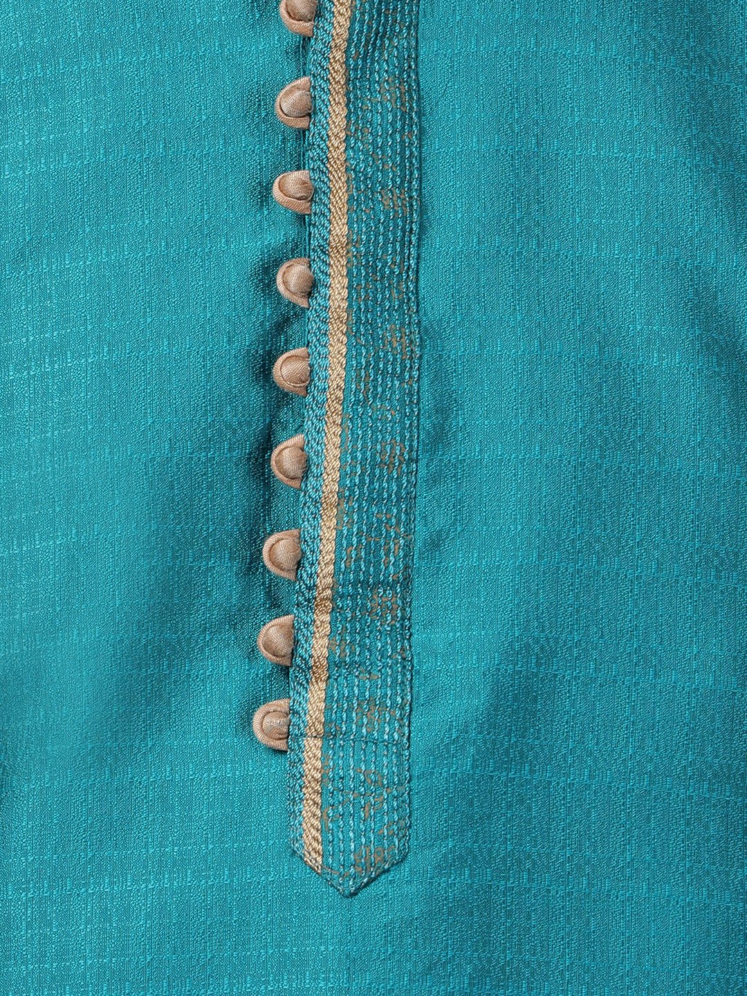 Men's Green Cotton Silk Blend Kurta and Pyjama Set
