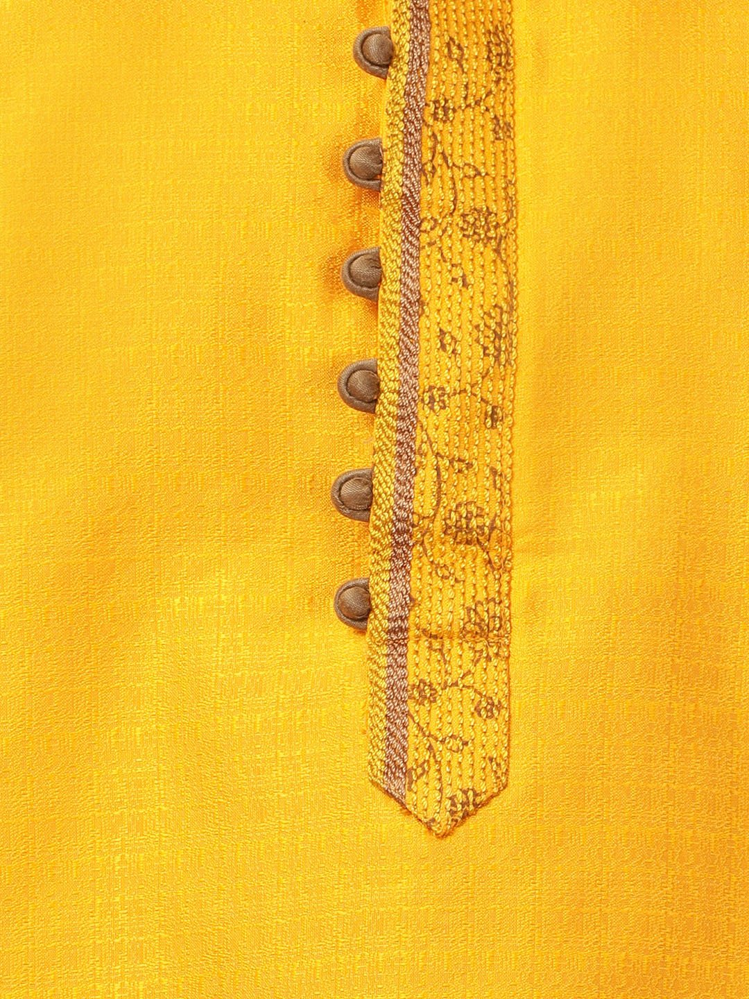 Men's Orange Cotton Silk Blend Kurta and Pyjama Set