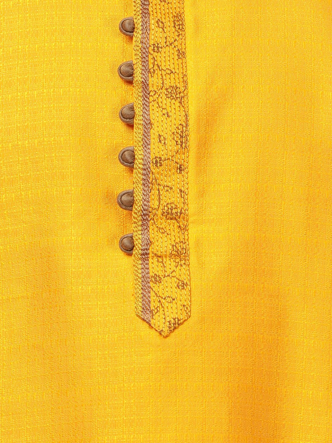 Men's Orange Cotton Silk Blend Kurta and Pyjama Set