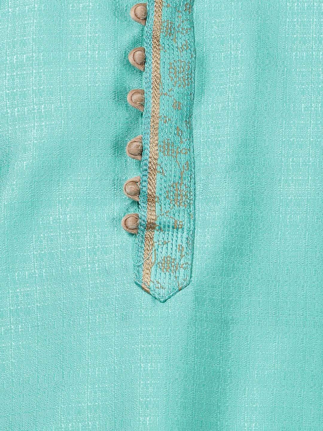 Men's Green Cotton Silk Blend Kurta and Pyjama Set
