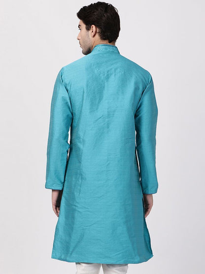 Men's Dark Green Cotton Silk Blend Kurta