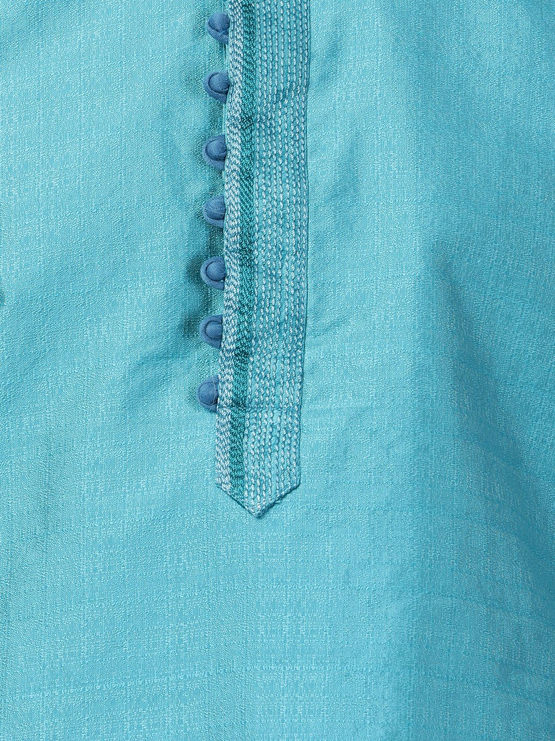 Men's Dark Green Cotton Silk Blend Kurta and Pyjama Set
