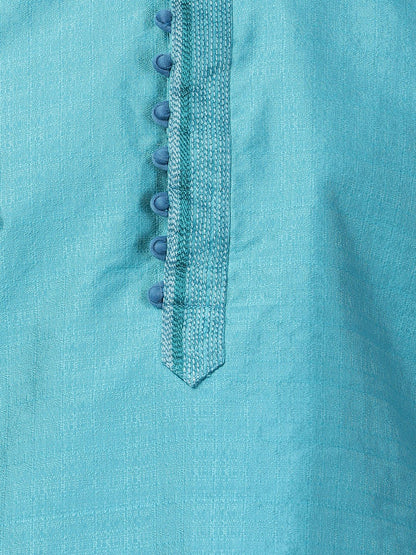 Men's Dark Green Cotton Silk Blend Kurta and Pyjama Set