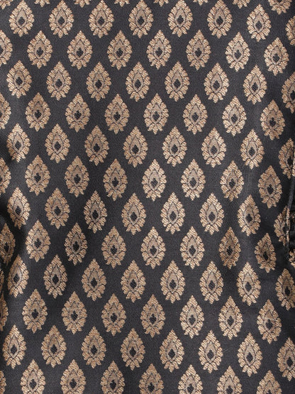 Men's Black Cotton Silk Blend Kurta and Pyjama Set