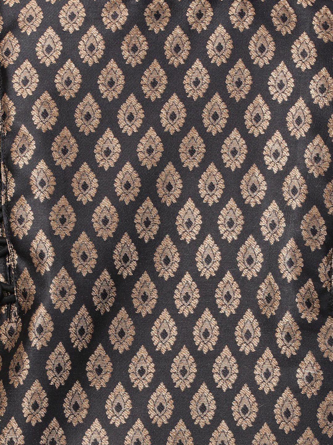 Men's Black Cotton Silk Blend Kurta and Pyjama Set