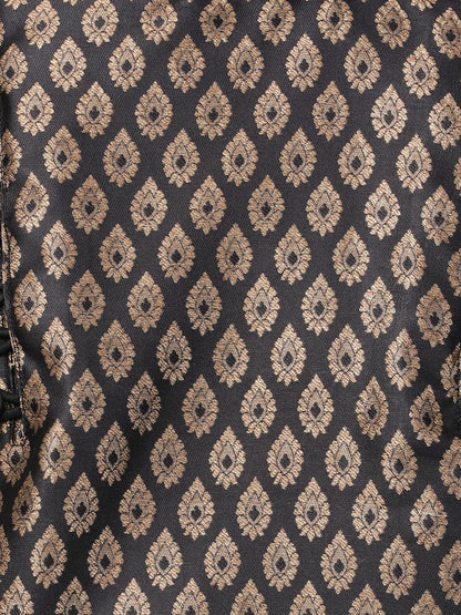 Men's Black Cotton Silk Blend Kurta and Pyjama Set