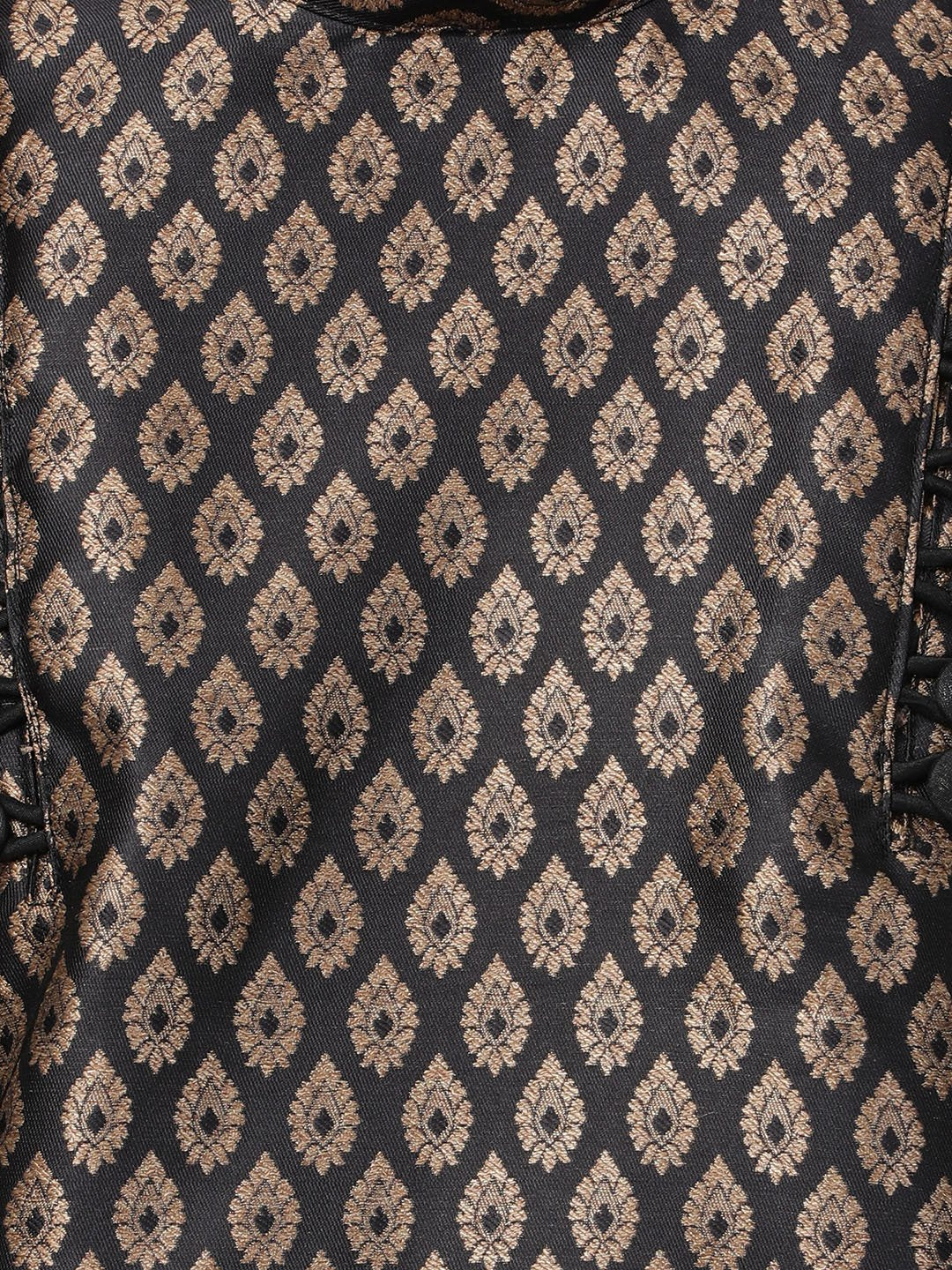 Men's Black Cotton Silk Blend Kurta and Pyjama Set