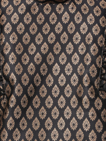 Men's Black Cotton Silk Blend Kurta and Pyjama Set