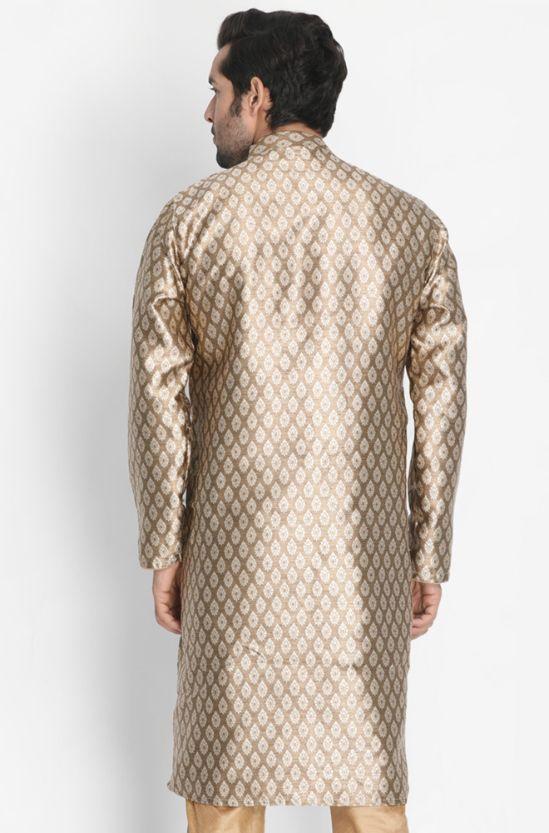 Men's Gold Cotton Silk Blend Kurta