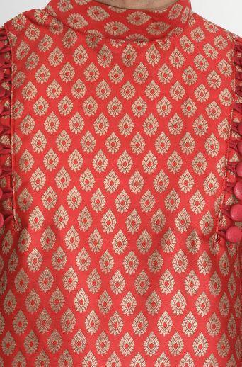 Men's Maroon Cotton Silk Blend Kurta