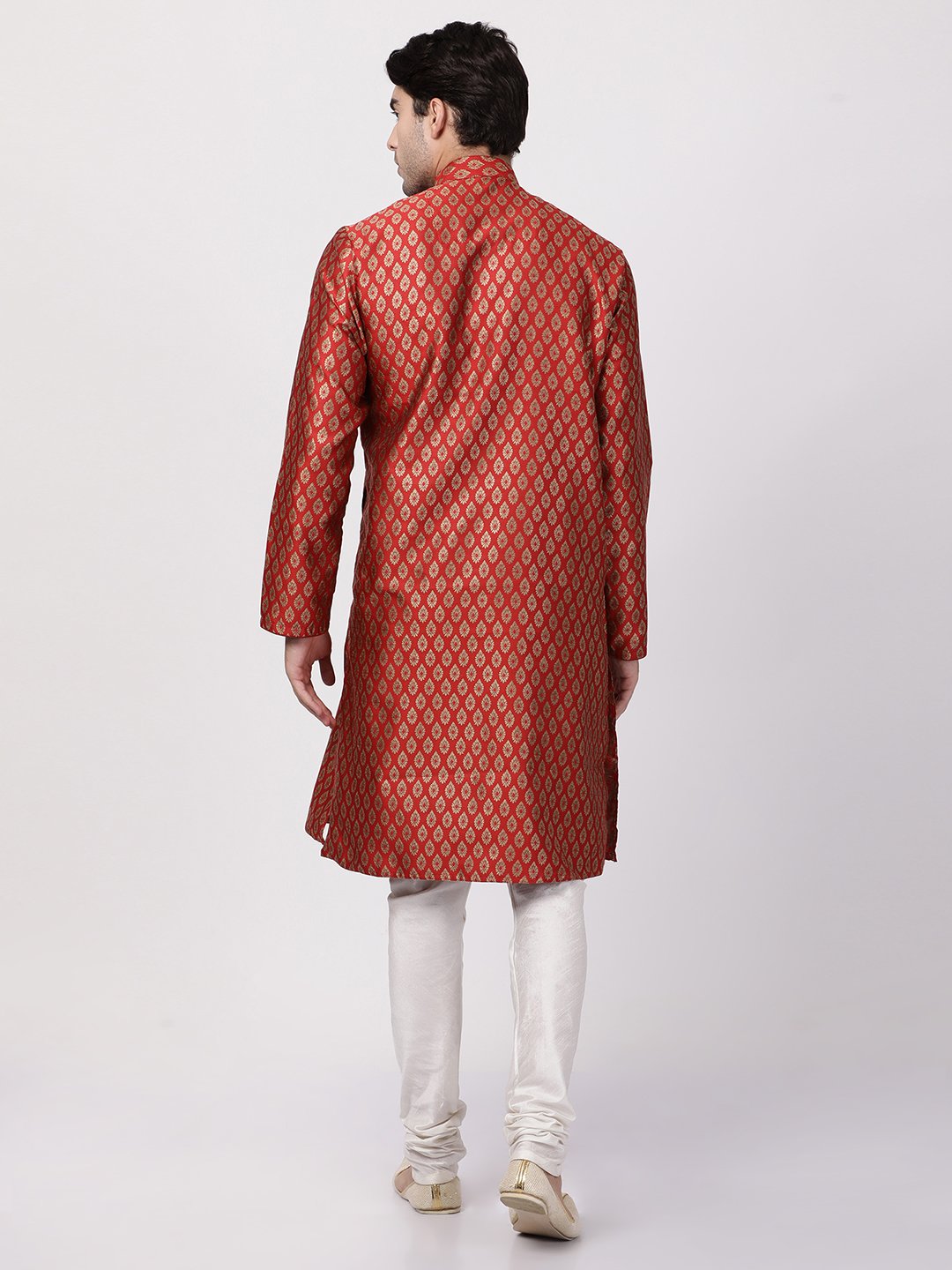 Men's Maroon Cotton Silk Blend Kurta and Pyjama Set