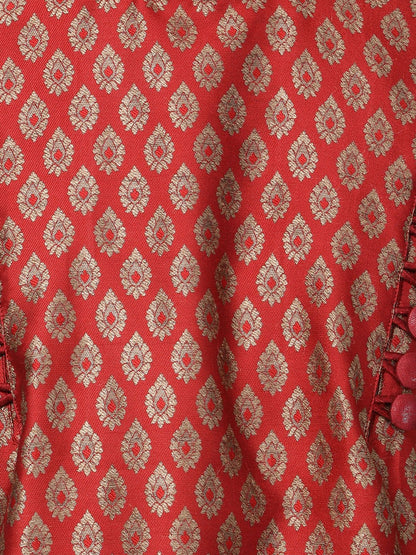 Men's Maroon Cotton Silk Blend Kurta and Pyjama Set