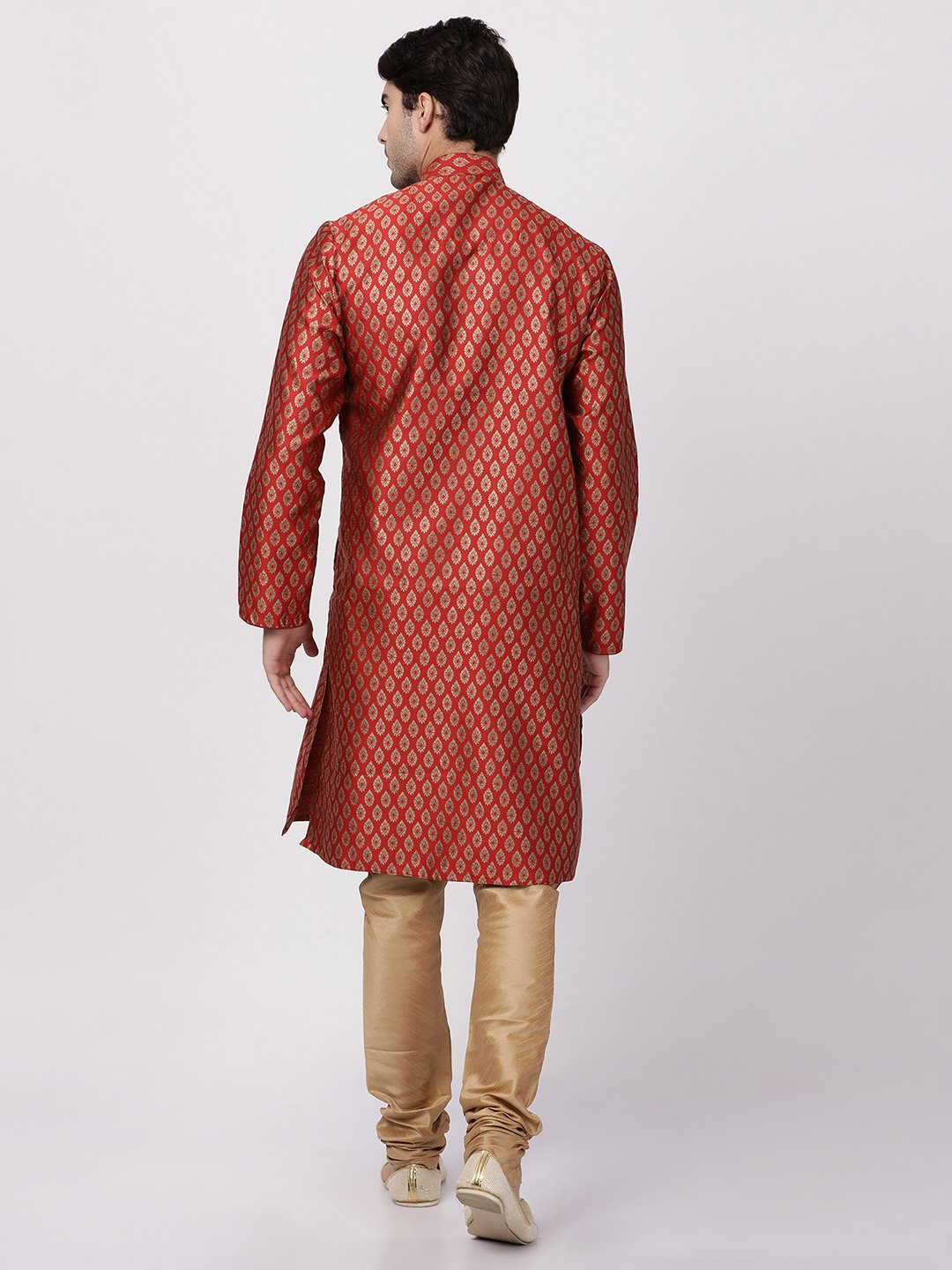 Men's Maroon Cotton Silk Blend Kurta and Pyjama Set