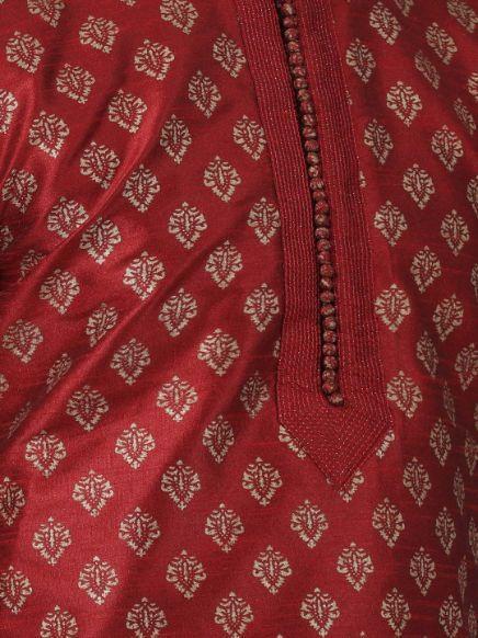 Men's Maroon Cotton Silk Blend Kurta and Pyjama Set