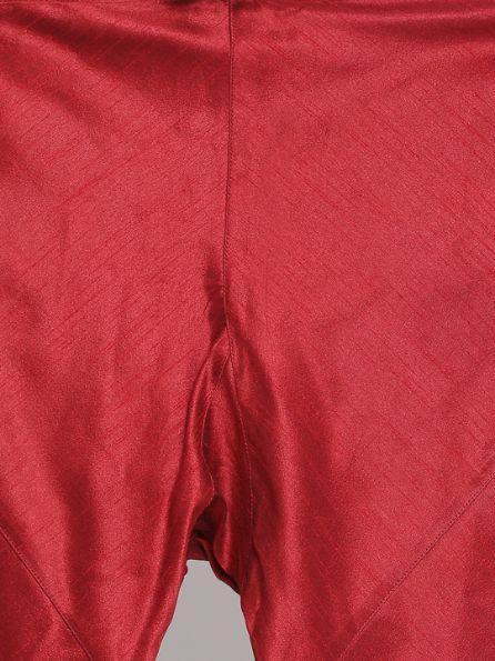 Men's Maroon Cotton Silk Blend Kurta and Pyjama Set
