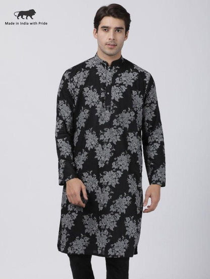 Men's Black Cotton Kurta