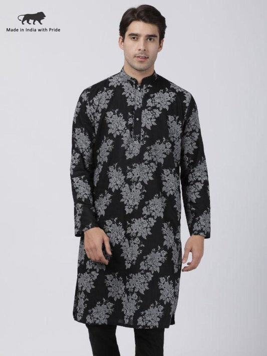 Men's Black Cotton Kurta