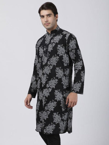 Men's Black Cotton Kurta