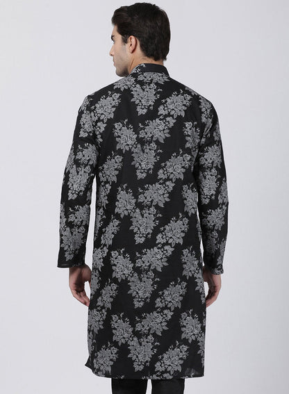 Men's Black Cotton Kurta