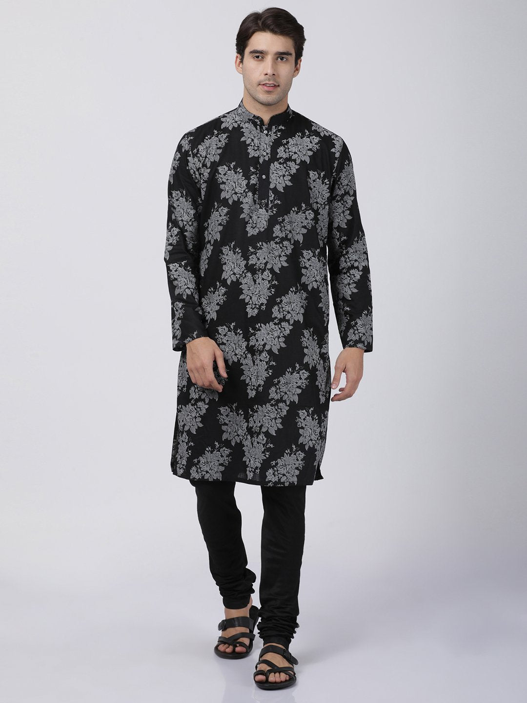 Men's Black Cotton Kurta