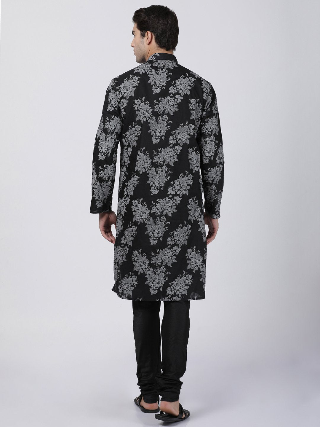 Men's Black Cotton Kurta and Pyjama Set