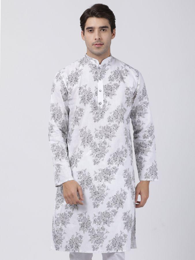 Men's White Cotton Kurta