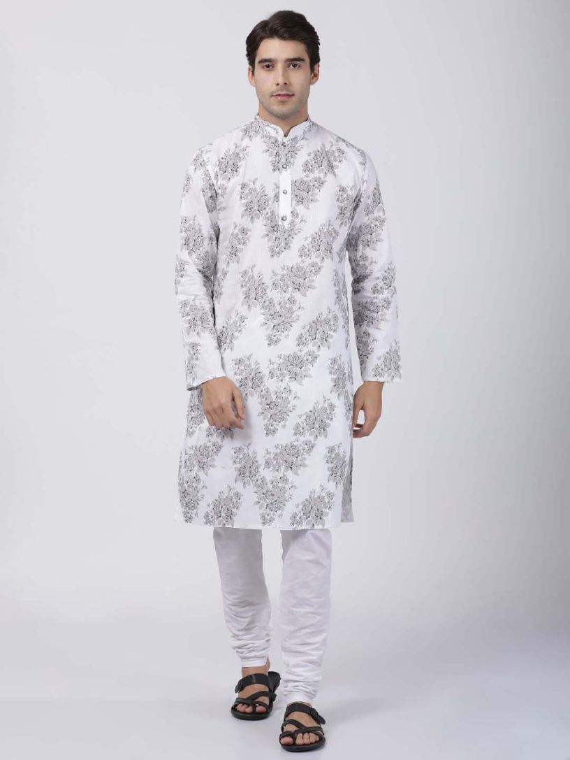 Men's White Cotton Kurta