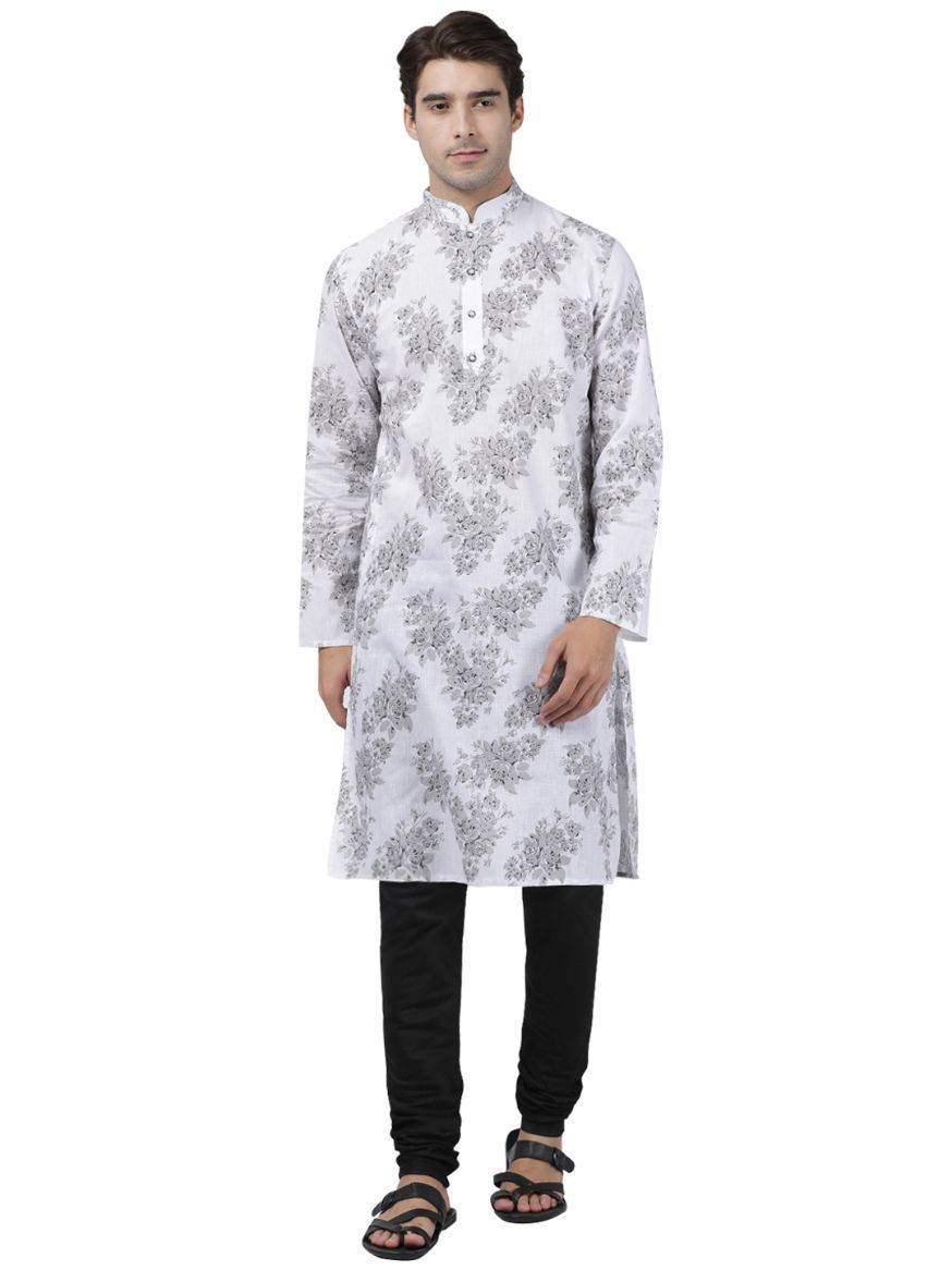 Men's White Cotton Kurta and Pyjama Set
