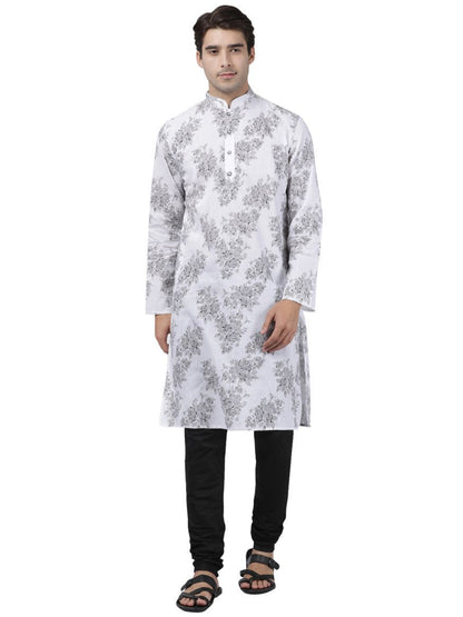Men's White Cotton Kurta and Pyjama Set