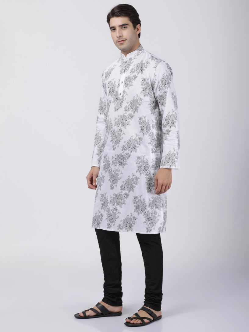 Men's White Cotton Kurta and Pyjama Set