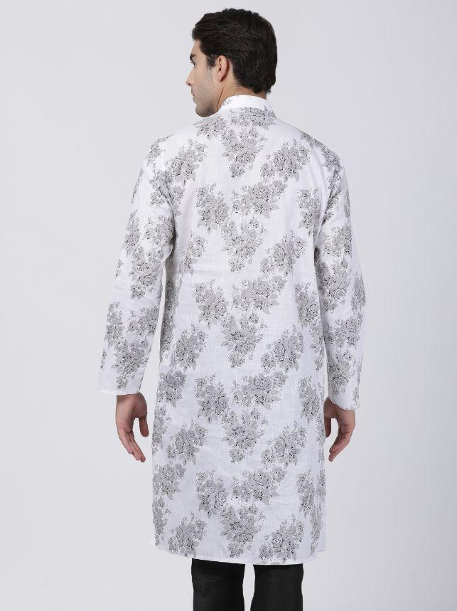 Men's White Cotton Kurta and Pyjama Set