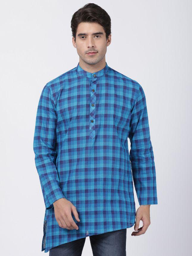 Men's Blue Pure Cotton Kurta