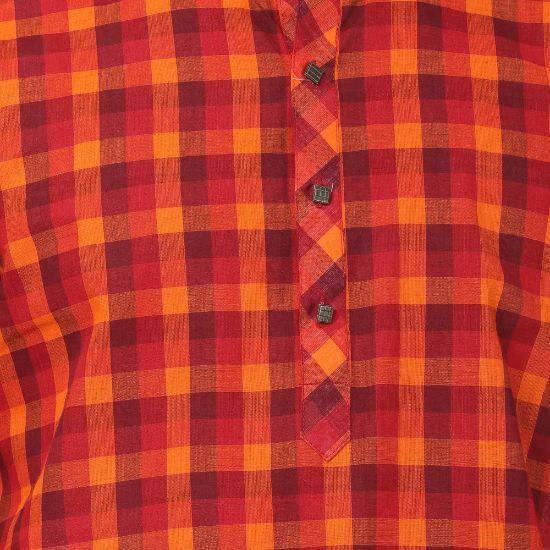Men's Red Pure Cotton Kurta