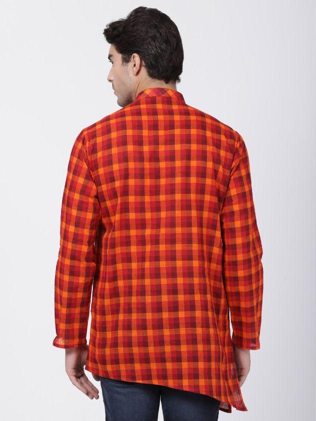 Men's Red Pure Cotton Kurta