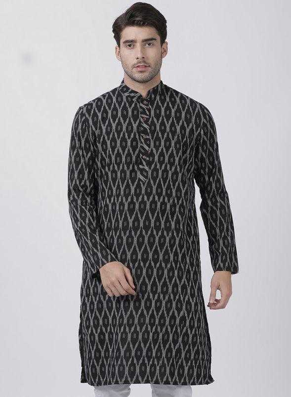 Men's Black Pure Cotton Kurta