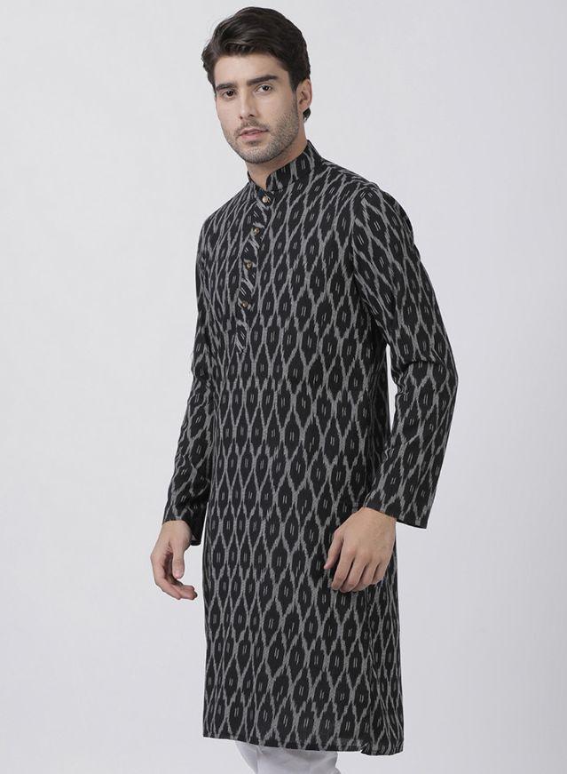Men's Black Pure Cotton Kurta